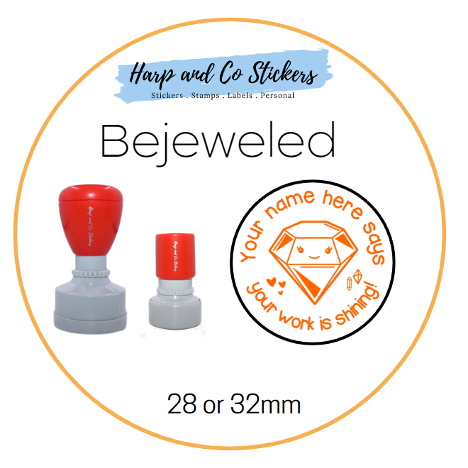 28 or 32mm Personalised Merit Stamp - Bejeweled
