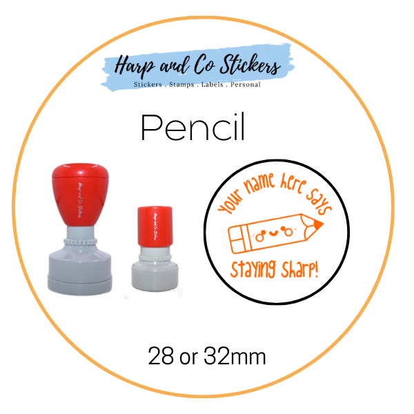 28 or 32mm Personalised Round Stamp - Pencil