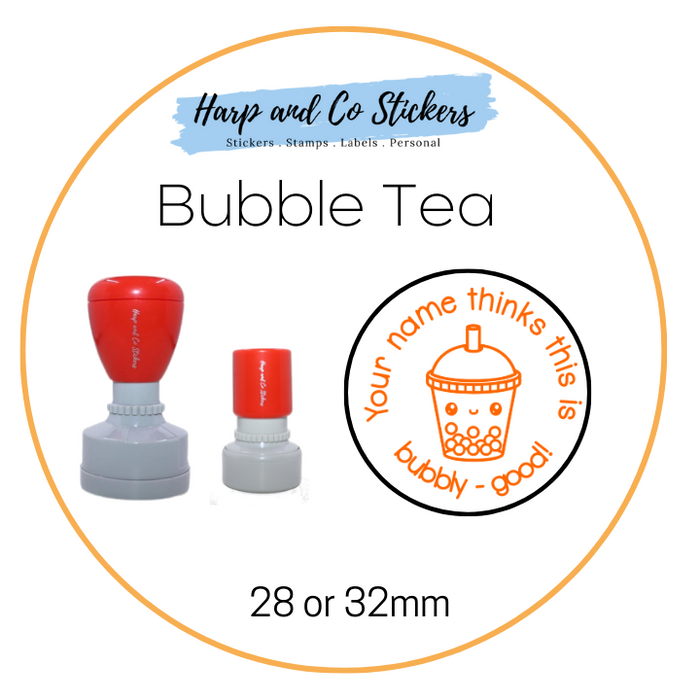 28 or 32mm Personalised Round Stamp - *Bubble Tea* - Great for the classroom!