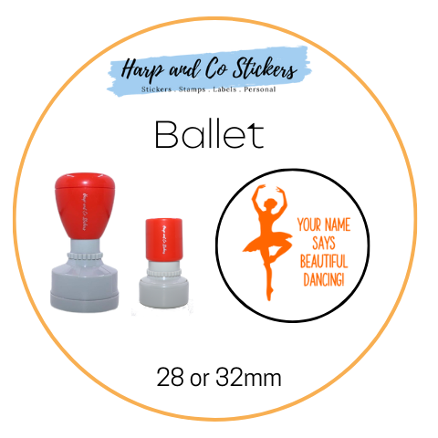 28 or 32mm Personalised Round Stamp - Ballet