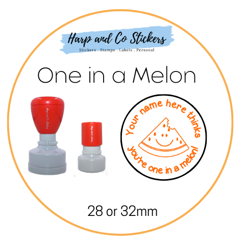 28 or 32mm Personalised Round Stamp - One in a Melon