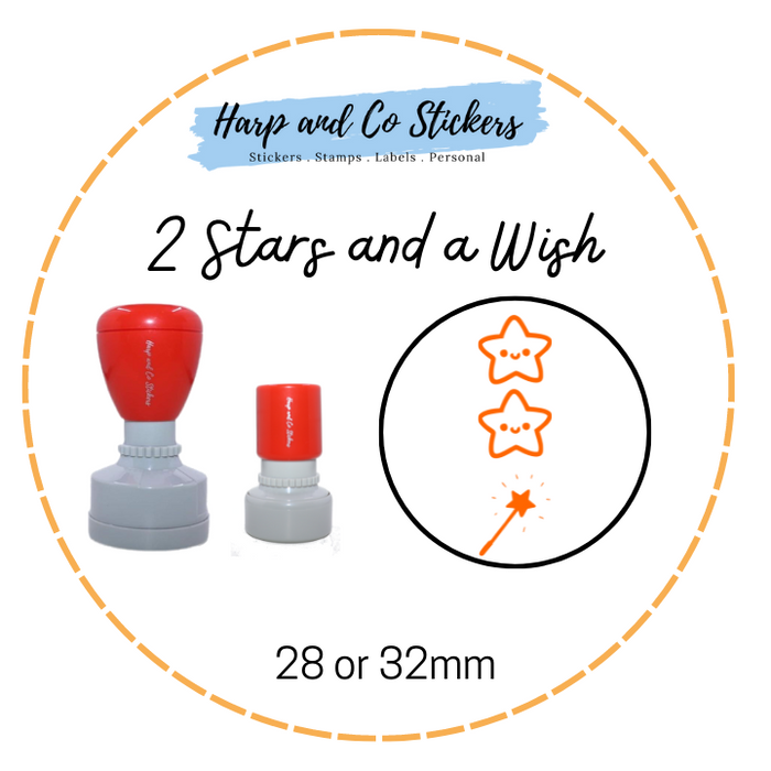 28 or 32mm Round Stamp - 2 Stars and a Wish