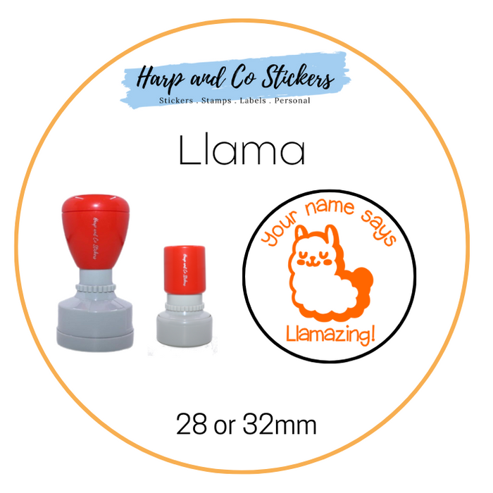 28 or 32mm Personalised Merit Stamp - *Llama* - Great for the classroom!