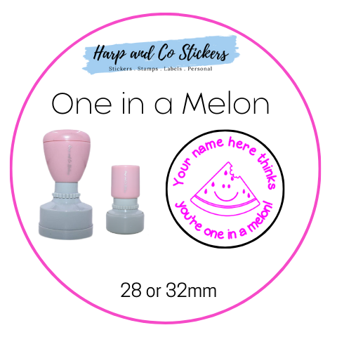 28 or 32mm Personalised Round Stamp - One in a Melon