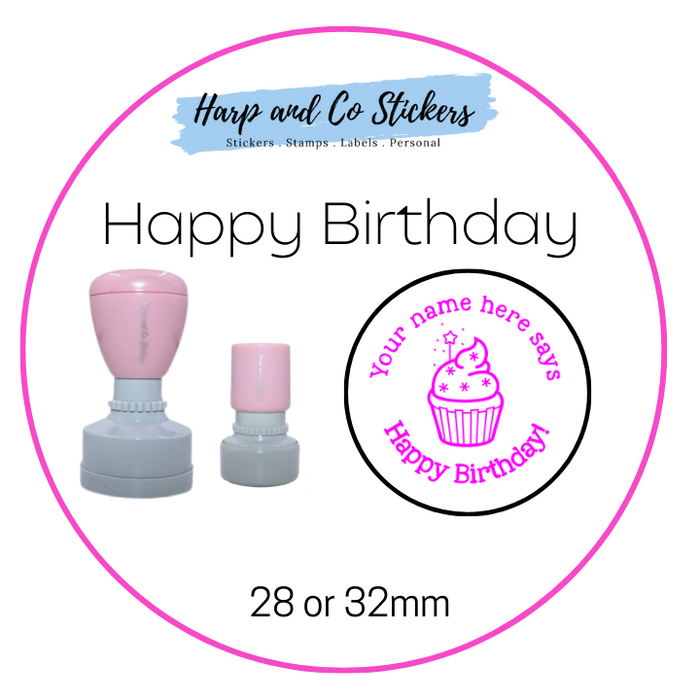 28 or 32mm Personalised Merit Stamp - *Happy Birthday* - Great for the classroom!