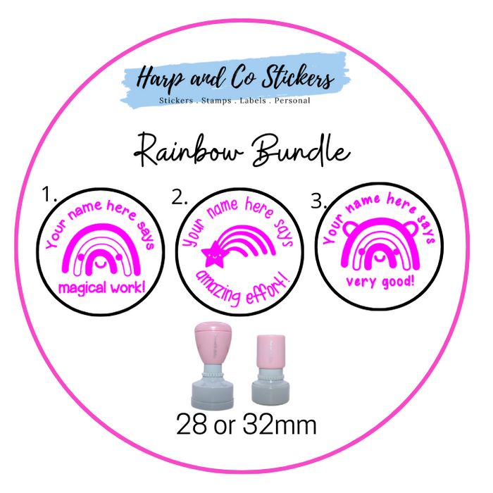 28 or 32mm Personalised Stamp Bundle - 3 Rainbow stamps