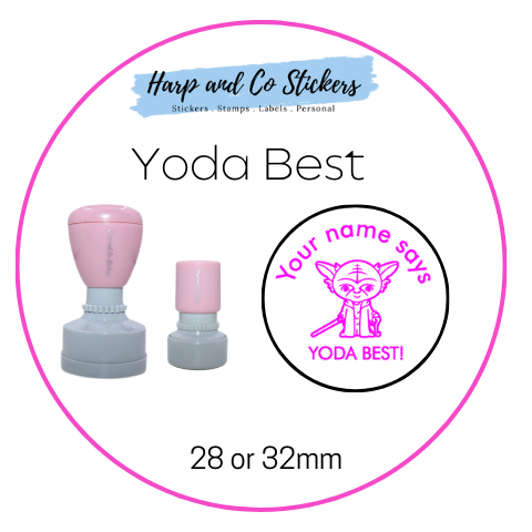 28 or 32mm Personalised Round Stamp - *Yoda Best* - Great for the classroom!