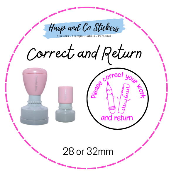 28 or 32mm Round Stamp - Correct and Return