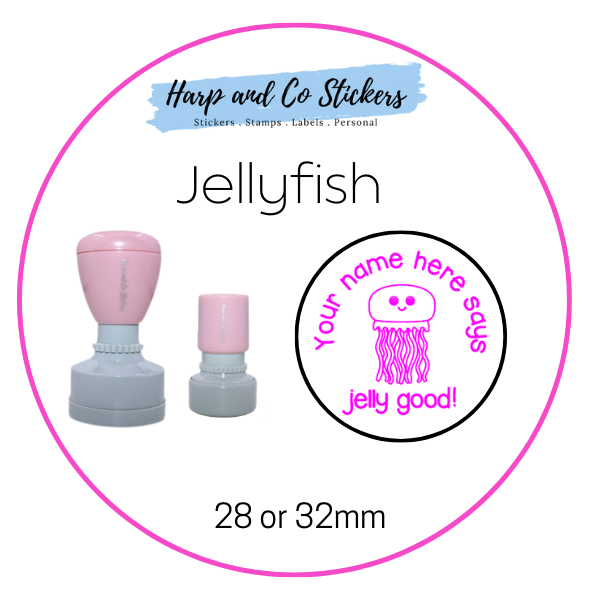 28 or 32mm Personalised Round Stamp - Jellyfish