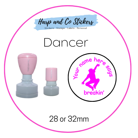 28 or 32mm Personalised Round Stamp - Dancer