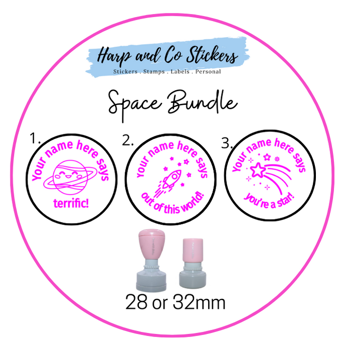 28 or 32mm Personalised Stamp Bundle - 3 Space Stamps