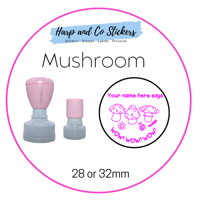 28 or 32mm Personalised Merit Stamp - Mushroom