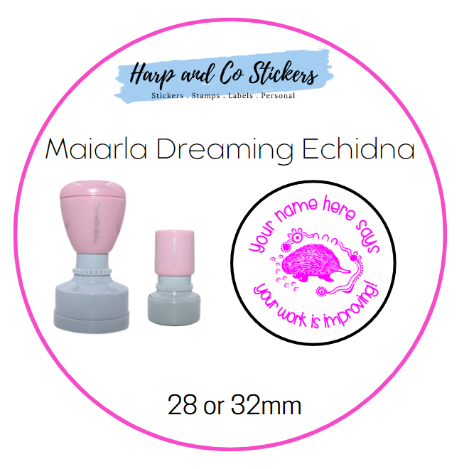28 or 32mm Personalised Merit Stamp - Maiarla Dreaming Echidna