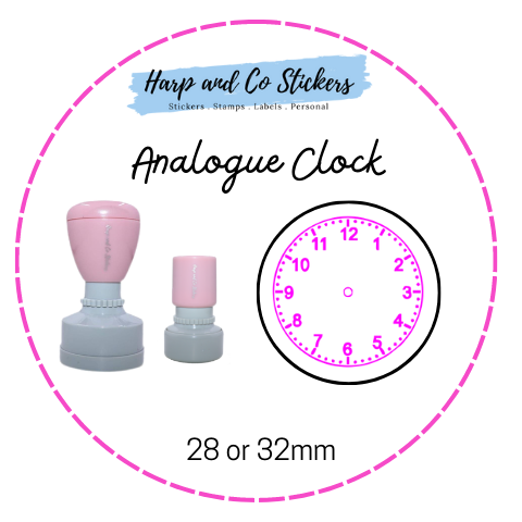 28 or 32mm Round Stamp - Analogue Clock