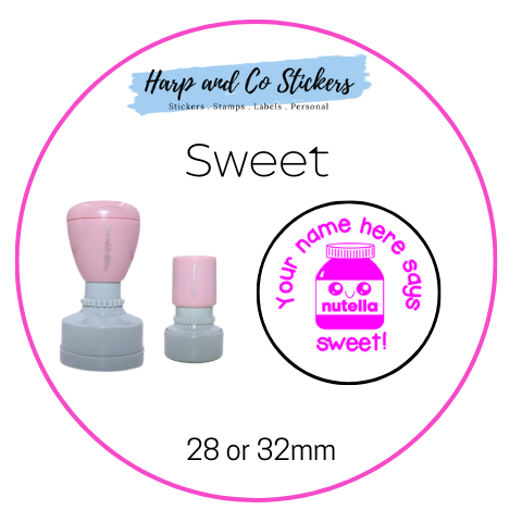28 or 32mm Personalised Round Stamp - Sweet