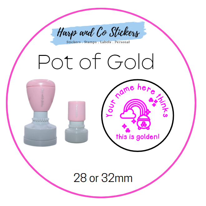 28 or 32mm Personalised Merit Stamp -Pot of Gold