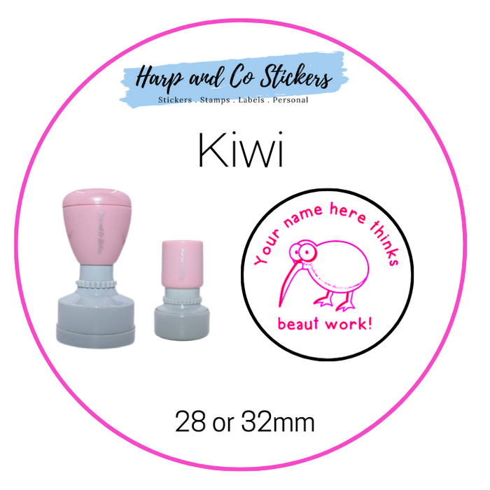 28 or 32mm Personalised Merit Stamp - *Kiwi* - Great for the classroom!