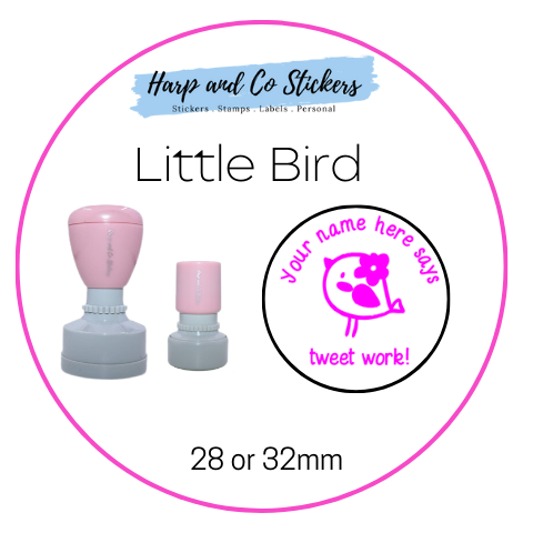 28 or 32mm Personalised Round Stamp - *Little Bird* - Great for the classroom!