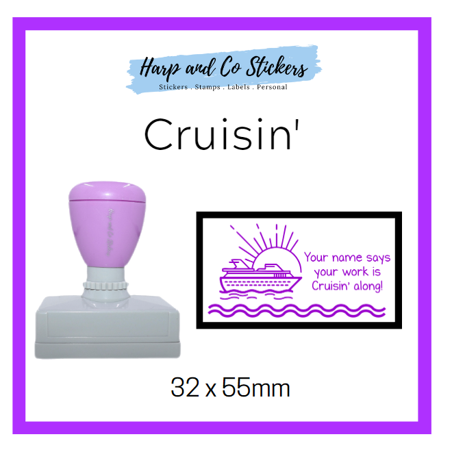 Personalised Rectangle 32 x 55mm stamp - Cruisin'