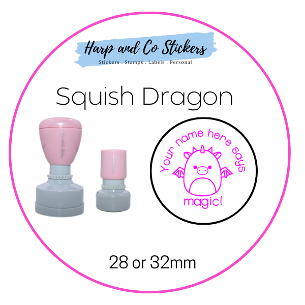 28 or 32mm Personalised Merit Stamp - Squish Dragon