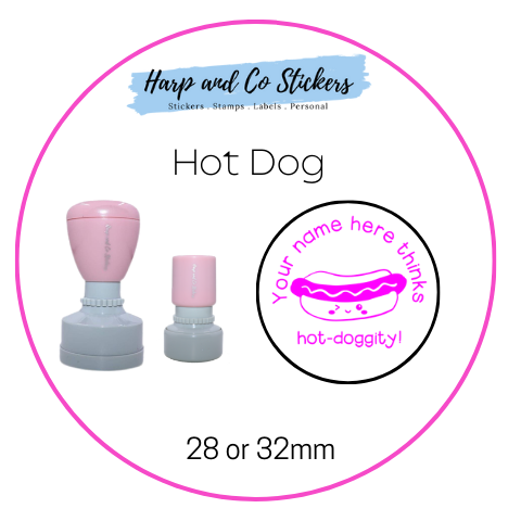 28 or 32mm Personalised Round Stamp - Hot Dog