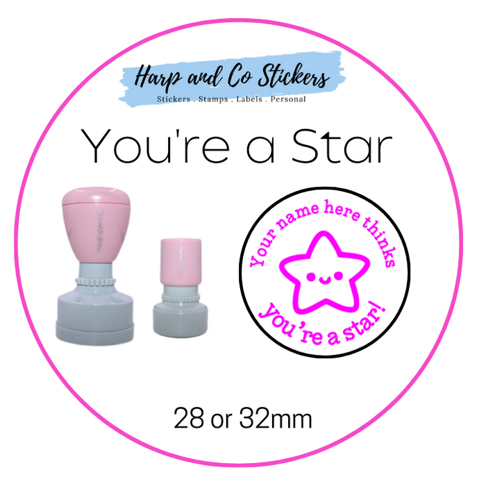 28 or 32mm Personalised Merit Stamp - *You're a Star* - Great for the classroom!