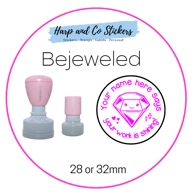 28 or 32mm Personalised Merit Stamp - Bejeweled