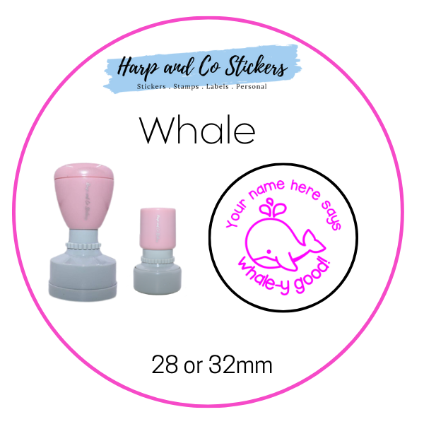 28 or 32mm Personalised Round Stamp - Whale