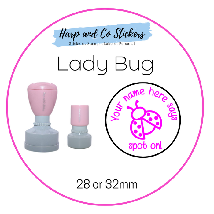 28 or 32mm Personalised Merit Stamp - *Lady Bug* - Great for the classroom!