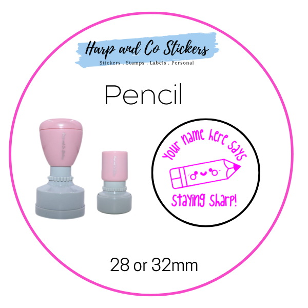28 or 32mm Personalised Round Stamp - Pencil