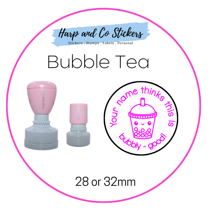 28 or 32mm Personalised Round Stamp - *Bubble Tea* - Great for the classroom!