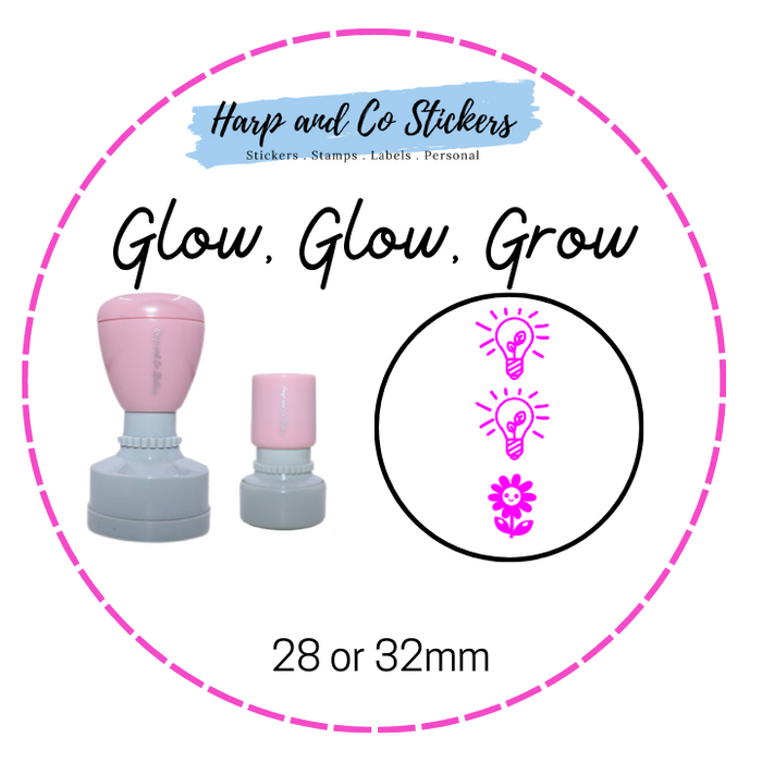 28 or 32mm Round Stamp - Glow Glow Grow