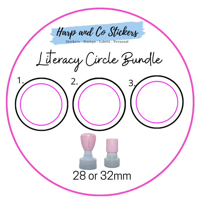 28 or 32mm Stamp Bundle - 3 Literacy Circle Stamps