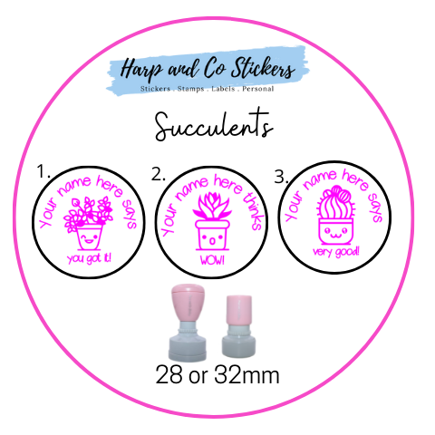 28 or 32mm Personalised Stamp Bundle - 3 Succulents stamps