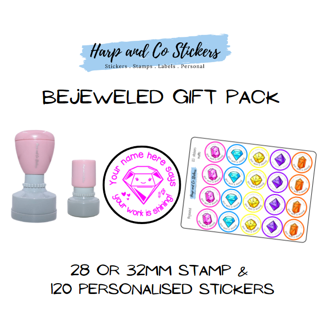 Gift Pack 28 or 32mm Stamp + 120 Stickers - Bejeweled