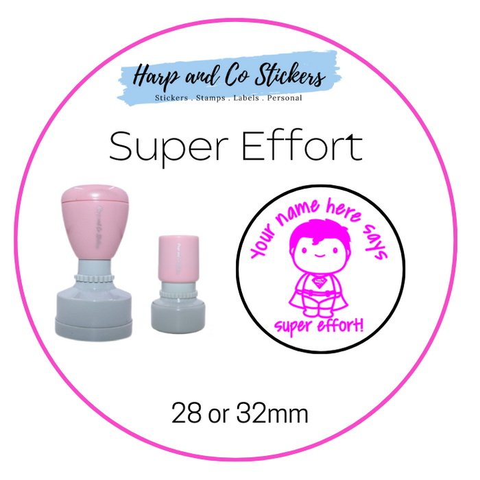 28 or 32mm Personalised Merit Stamp - *Super Effort!* - Great for the classroom!