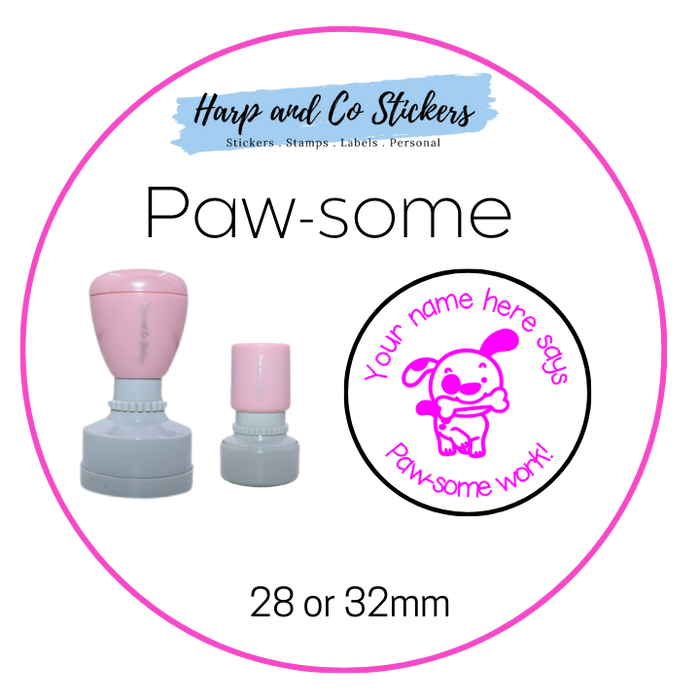 28 or 32mm Personalised Merit Stamp - *Paw-some* - Great for the classroom!