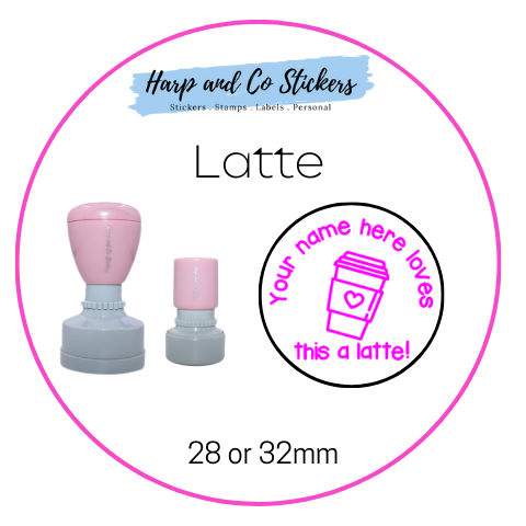 28 or 32mm Personalised Round Stamp - Latte