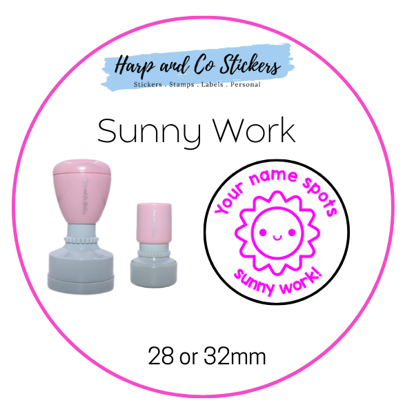 28 or 32mm Personalised Merit Stamp - Sunny Work