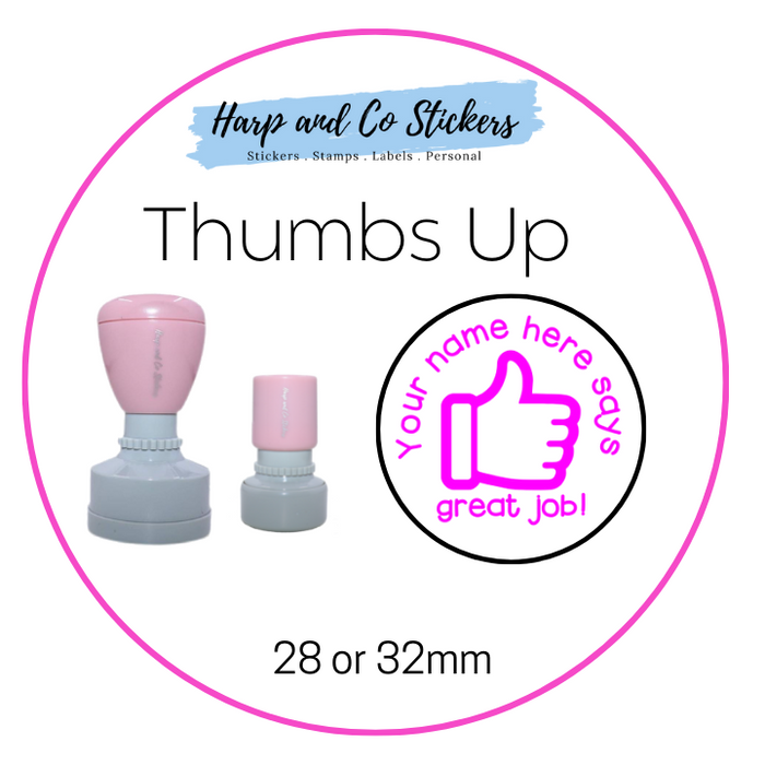 28 or 32mm Personalised Merit Stamp - *Thumbs Up* - Great for the classroom!