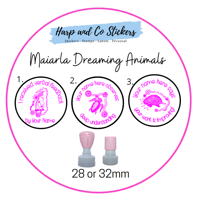 28 or 32mm Personalised Stamp Bundle -  3 Maiarla Dreaming Animals Stamps