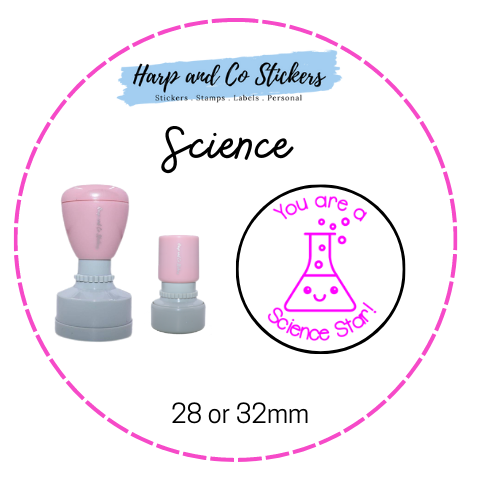 28 or 32mm Round Stamp - Science Star