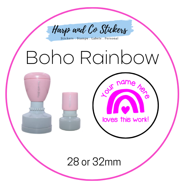 28 or 32mm Personalised Merit Stamp - Boho Rainbow
