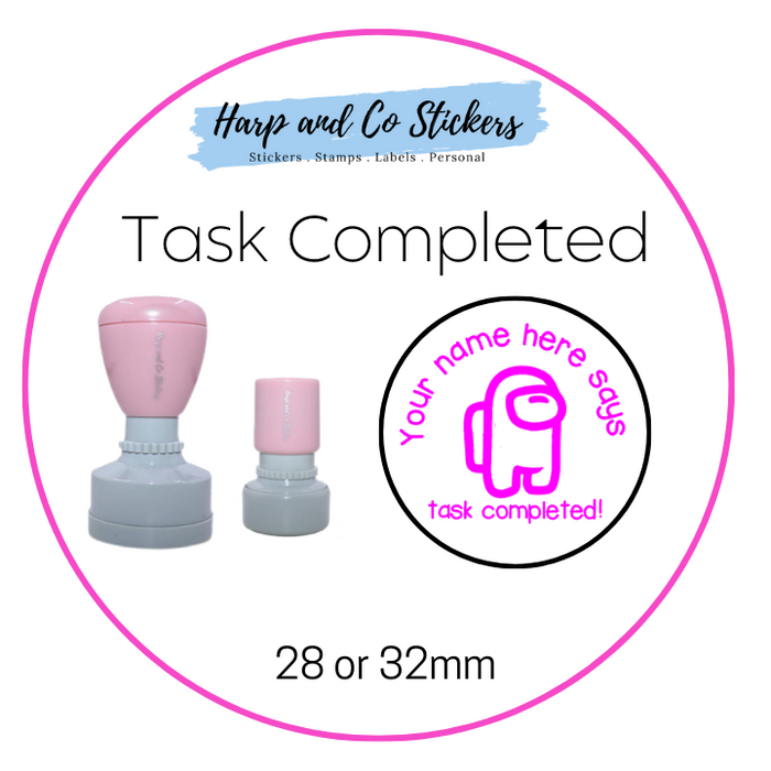 28 or 32mm Personalised Round Stamp - *Task Completed* - Great for the classroom!