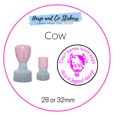 28 or 32mm Personalised Round Stamp - Cow