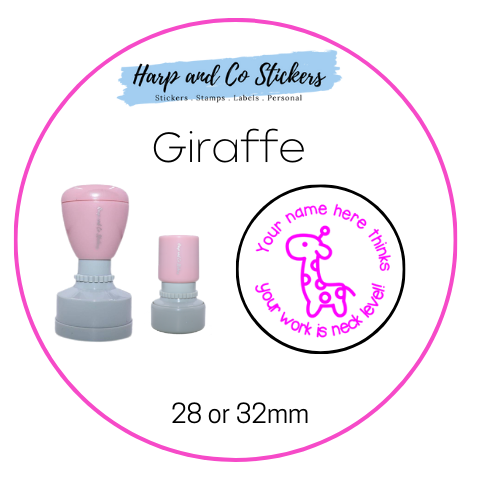 28 or 32mm Personalised Round Stamp - Giraffe
