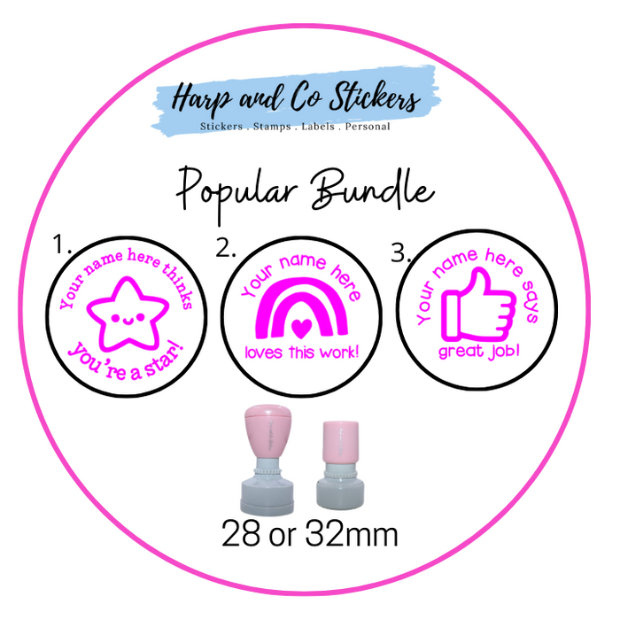 28 or 32mm Personalised Stamp Bundle - 3 Popular Stamps