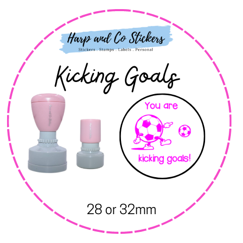 28 or 32mm Round Stamp - Kicking Goals