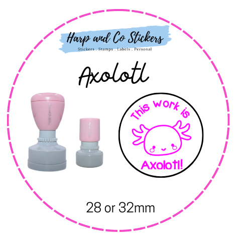 28 or 32mm Round Stamp - Axolotl