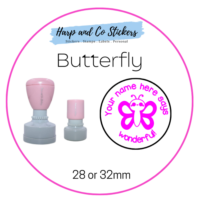 28 or 32mm Personalised Merit Stamp - *Butterfly* - Great for the classroom!